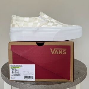 Vans Classic Slip On Stackform Satin Checkerboard Shoe - Size 8.5 Women's